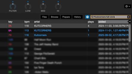 Spotify track search results inside Serato DJ Pro, the top professional DJ software.