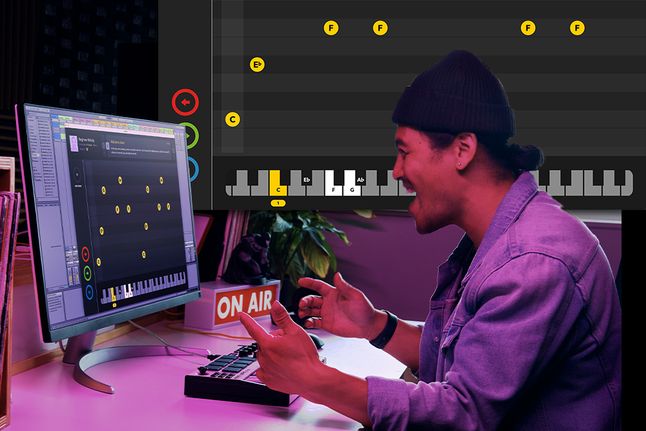 A man using Melodics to learn to play MIDI Keyboards